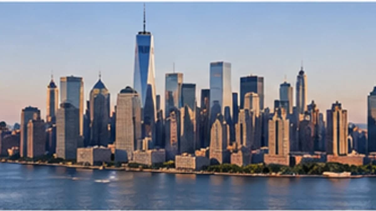 New York financial district across the waterfront